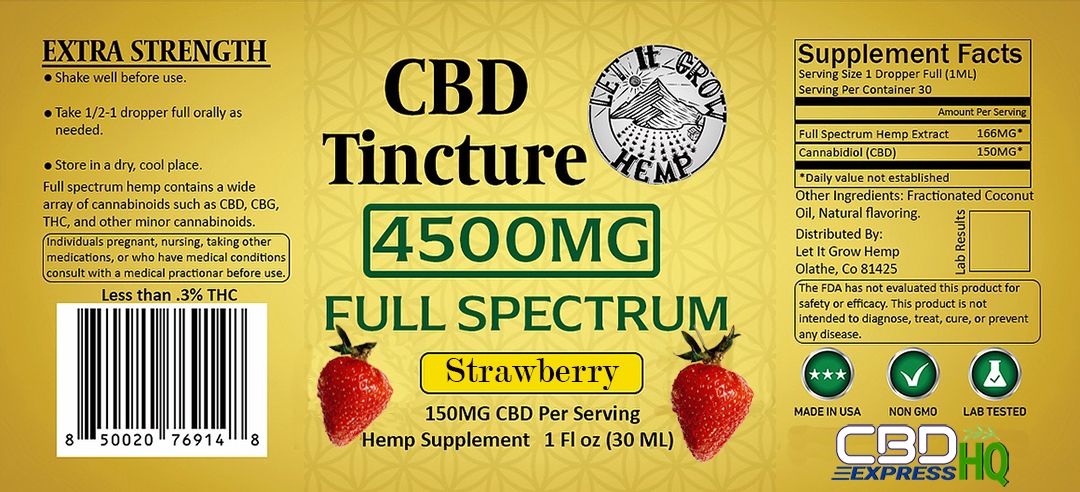 Let It Grow Hemp Full Spectrum Strawberry CBD Tincture Info Banner