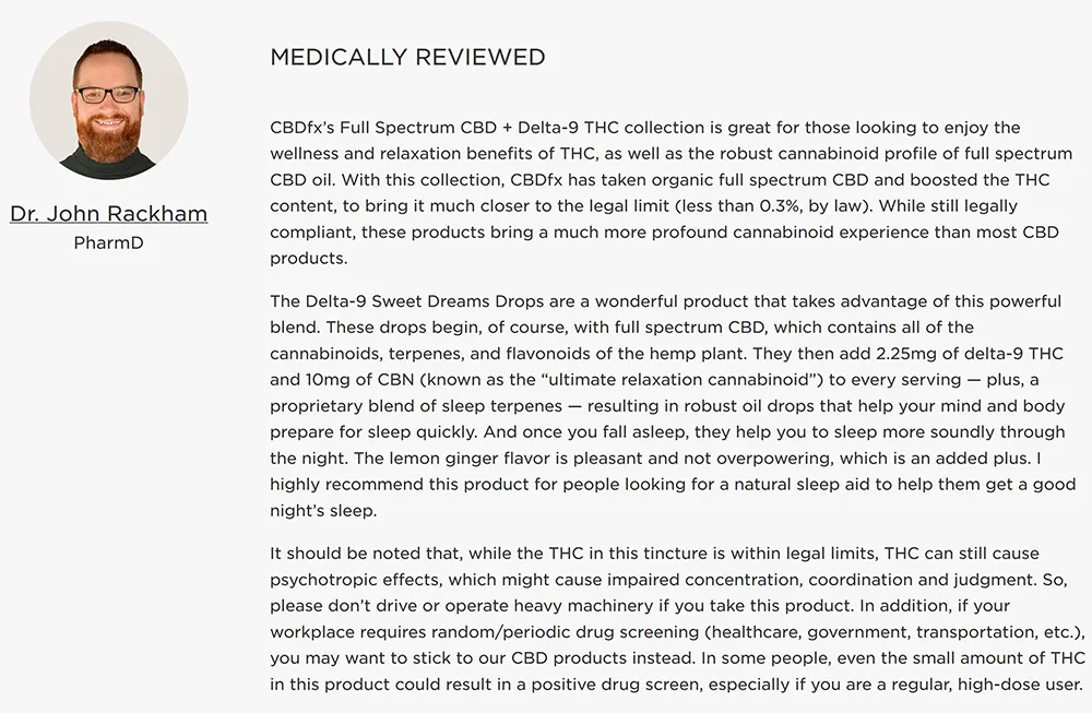 CBDfx Sweet Dreams Blend Full Spectrum CBD + CBN + Delta-9 Oil Drops Medical Review