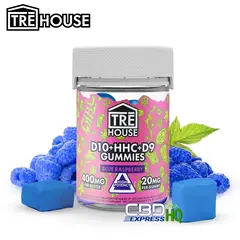 TRE House Gummies D10 + HHC + D9 – Blue Raspberry, Size: 20ct