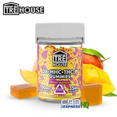 TRE House CBD Gummies + D8 + HHC + THCP – Tropic Mango, Size: 20ct