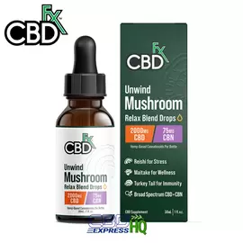 CBDfx Unwind Mushroom + CBD Drops: CBN Relax Blend, Strength: 2000mg