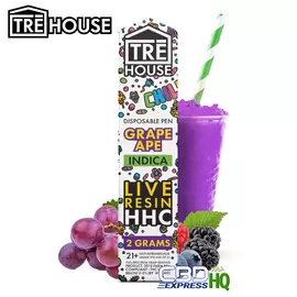 TRE House Live Resin Vape Pen – HHC – Grape Ape – Indica – 2g