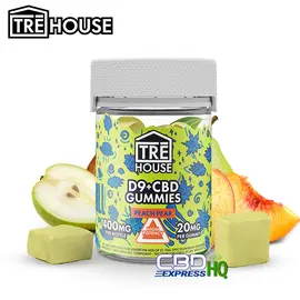 TRE House CBD Gummies + D9 1:1 Ratio – Peach Pear, Size: 20ct