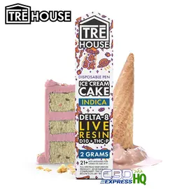 TRE House Live Resin Delta 8 Vape Pen + D10 + THCP – Ice Cream Cake – Indica Disposable – 2g