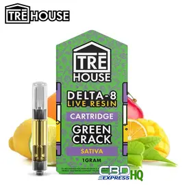 TRE House Live Resin Delta 8 Vape Cartridge – Green Crack – Sativa 1g