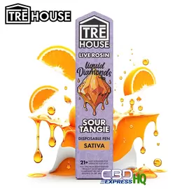 TRE House Live Rosin Liquid Diamonds Vape Pen + D8 + D9 + D10 + HHC + THCP – Sour Tangie – Sativa – 2g