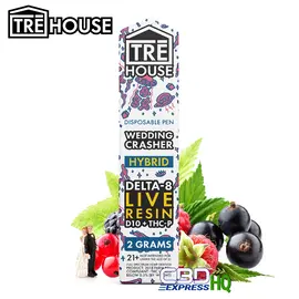 TRE House Live Resin Delta 8 Vape Pen + D10 + THCP – Wedding Crasher – Hybrid Disposable 2g