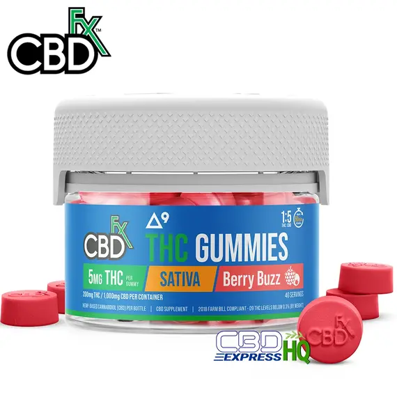 CBDfx Full Spectrum CBD + Delta-9 Gummies - Berry Buzz Sativa 5mg 40ct, Gummy Strength: 5mg D9, Size: 40ct, 2 image