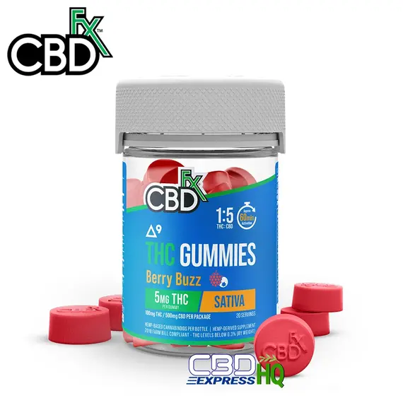 CBDfx Full Spectrum CBD + Delta-9 Gummies - Berry Buzz Sativa, Gummy Strength: 5mg D9, Size: 20ct, 2 image