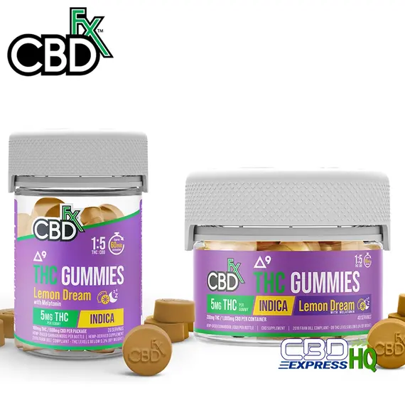 CBDfx Full Spectrum CBD + Delta-9 Gummies - Lemon Dream Indica 5mg 40ct, Gummy Strength: 5mg D9, Size: 40ct
