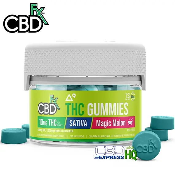 CBDfx Full Spectrum CBD + Delta-9 Gummies - Magic Melon Sativa – High Potency 40ct, Size: 40ct, 2 image