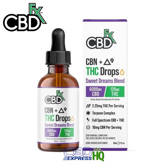 CBDfx Sweet Dreams Blend Full Spectrum CBD + CBN + Delta-9 Oil Drops 6000mg, Strength: 6000mg