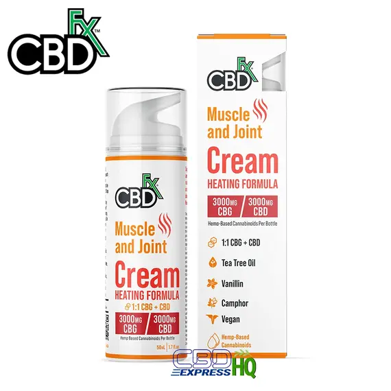 CBDfx CBD + CBG Lotion For Muscle & Joint Pain - Heating Formula 3000mg, Muscle & Joint Cream: 3000mg