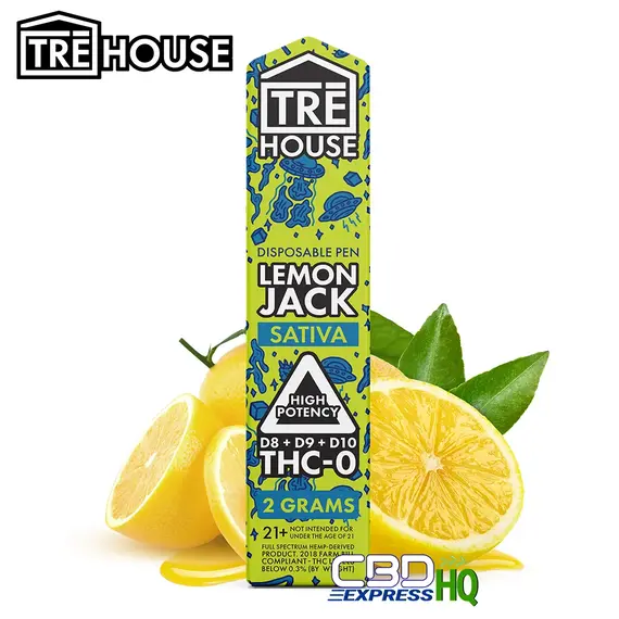 TRE House Delta-8 Vape Pen (D9, D10, THCP) – Lemon Jack – Sativa 2g
