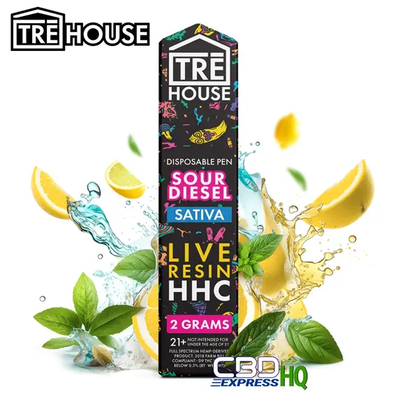 TRE House Live Resin Vape Pen – HHC – Sour Diesel – Sativa – 2g