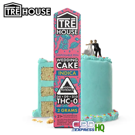 TRE House Delta-8 Vape Pen (D9, D10, THCP) – Wedding Cake – Indica 2g
